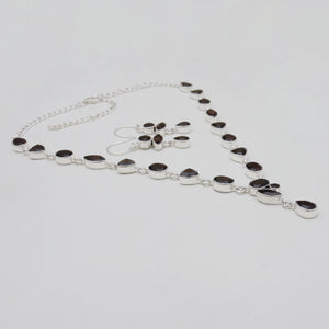 Smoky Quartz Silver Necklace Jewelry Sets