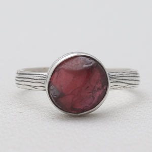 Natural Garnet Raw Silver Rings