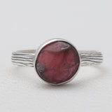 Natural Garnet Raw Silver Rings