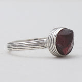 Natural Garnet Raw Silver Rings