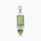 Green Prehnite Silver Pendants