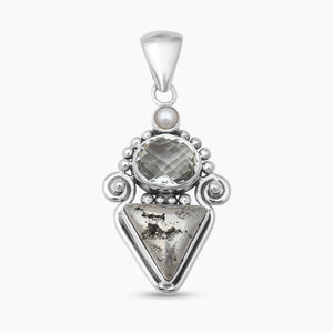 925 Sterling Silver Pyrite Druzy Pendants