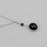 Natural Black Onyx Silver Necklace