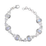 Rainbow Moonstone Bracelet for Women 925 Sterling Silver