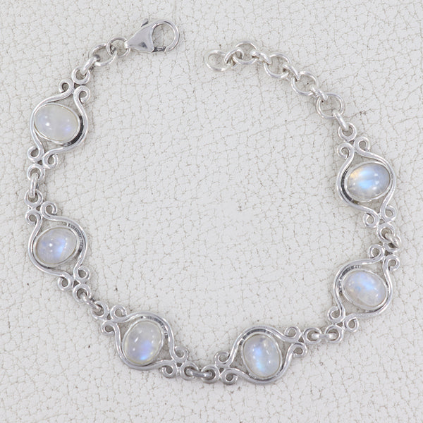 Rainbow Moonstone Silver Bracelets