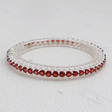 Natural Garnet Silver Bangle