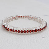 Natural Garnet Silver Bangle