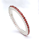 Natural Garnet Silver Bangle