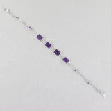 Amethyst Silver Chain Bracelet