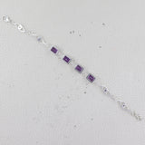 Amethyst Silver Chain Bracelet