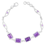 Amethyst Silver Chain Bracelet