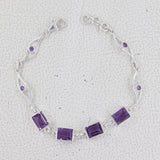 Amethyst Silver Chain Bracelet