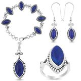 Natural Lapis Lazuli Sterling Silver Jewelry Set