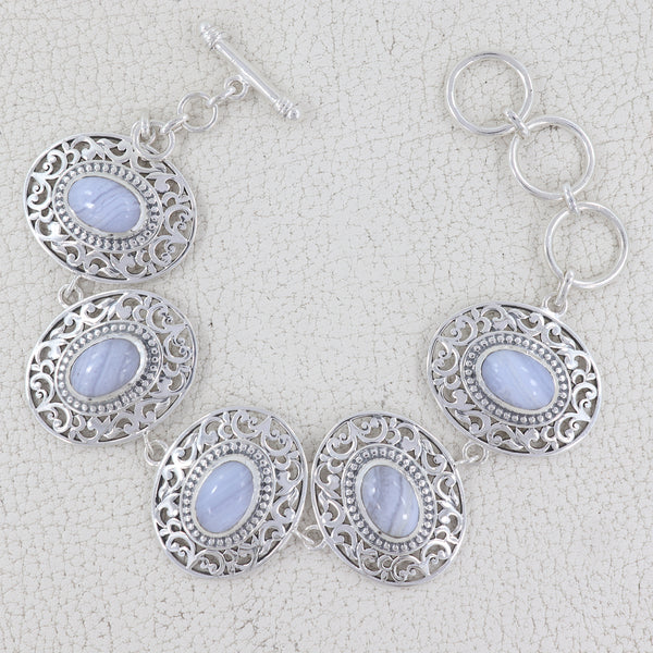 Blue Lace Agate Silver Bracelets