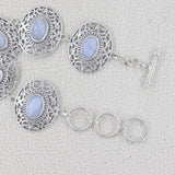 Blue Lace Agate Silver Bracelet