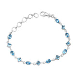 Natural Blue Topaz Silver Bracelet