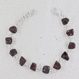 925 Sterling Silver Raw Natural Garnet Bracelet