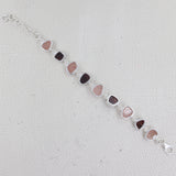 Raw Garnet & Rose Quartz Silver Bracelet