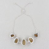 Cabochon Cut Citrine Gemstone Sterling Silver Bracelet