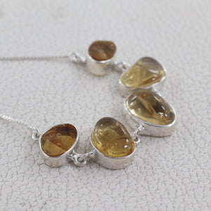 925 Sterling Silver Citrine Chain Bracelet