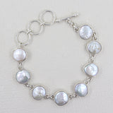 Natural Fresh Water Pearl Gemstone Designer Bracelet 925 Sterling Silver