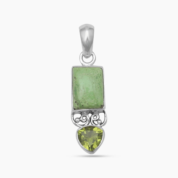 Green Prehnite Silver Pendants