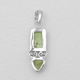 Green Prehnite Silver Pendants