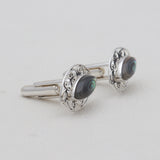 Abalone Shell Marquise Cut Silver Cufflinks