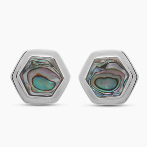 Octagon Abalone Shell Silver Cufflinks