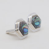 Octagon Abalone Shell Silver Cufflinks