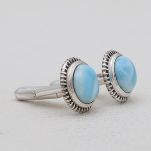 Larimar Gemstone Silver Cufflinks