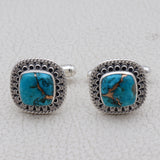 Natural Larimar Gemstone Handmade Cufflinks