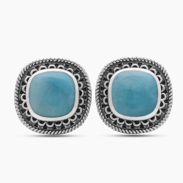 925 Sterling Silver Larimar Gemstone Cufflinks