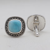 925 Sterling Silver Larimar Gemstone Cufflinks