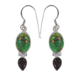 Green Copper Turquoise Silver Earring