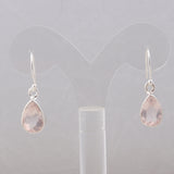 Pink Rose Quartz Gemstone Earrings in 925 Sterling Silver