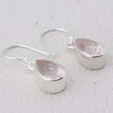 Pink Rose Quartz Gemstone Earrings in 925 Sterling Silver