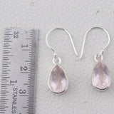 Pink Rose Quartz Gemstone Earrings in 925 Sterling Silver