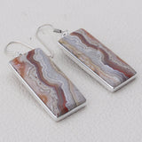 Crazy Lace Agate  Silver Earrings