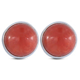 Natural Pink Opal Studs Silver Earrings