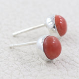 Natural Pink Opal Studs Silver Earrings