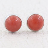 Natural Pink Opal Studs Silver Earrings