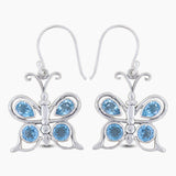Blue Topaz Butterfly Silver Earrings