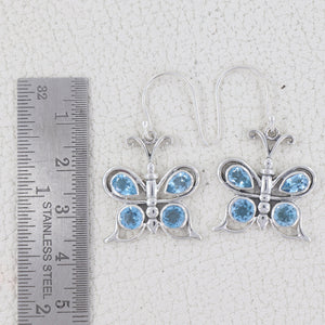 Blue Topaz Butterfly Silver Earrings
