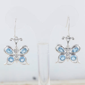 Blue Topaz Butterfly Silver Earrings
