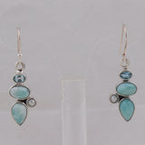 Natural Larimar Silver Earrings