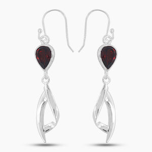Garnet Silver Earrings