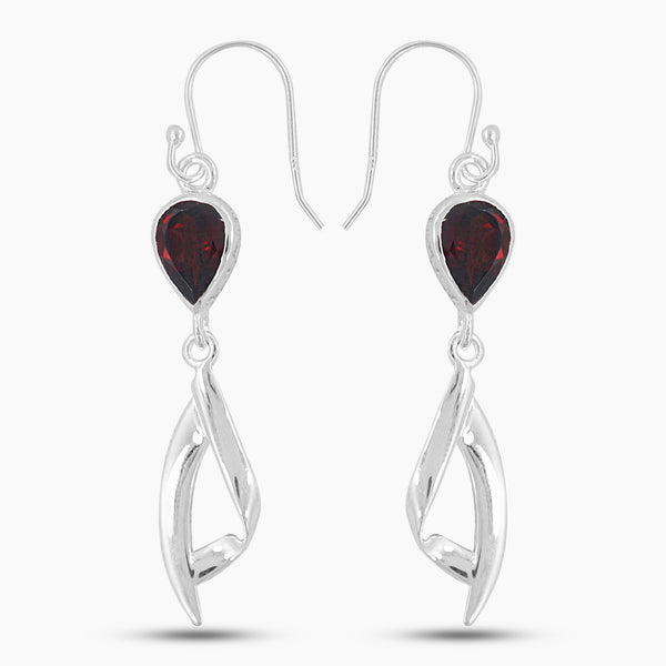 Garnet Silver Earrings