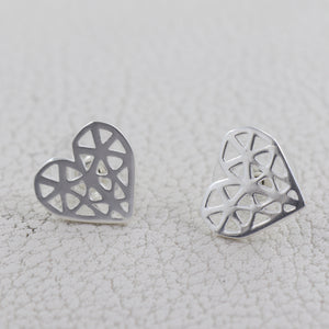 925 Sterling Silver Heart Shape Plain Earrings Jewelry