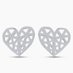925 Sterling Silver Heart Shape Plain Earrings Jewelry